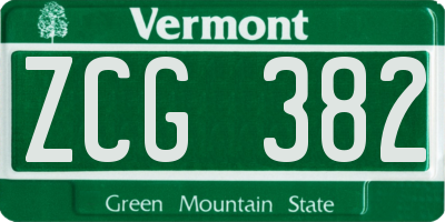 VT license plate ZCG382