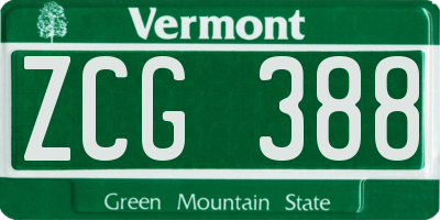 VT license plate ZCG388