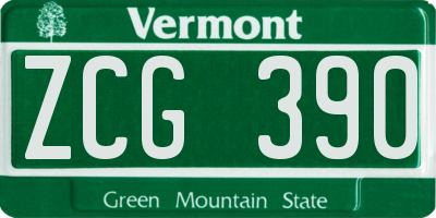 VT license plate ZCG390