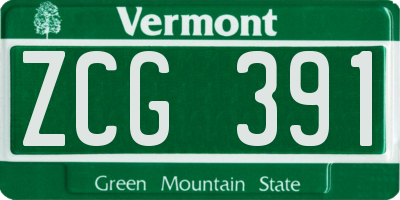 VT license plate ZCG391
