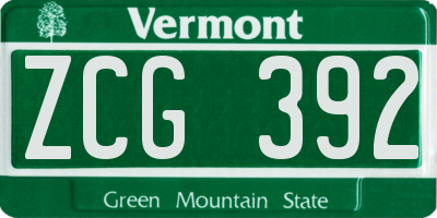 VT license plate ZCG392