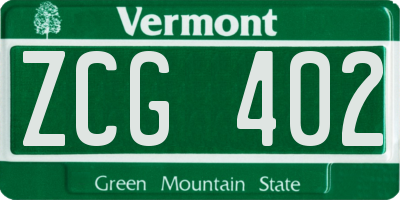 VT license plate ZCG402