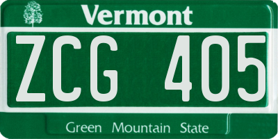 VT license plate ZCG405
