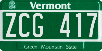 VT license plate ZCG417