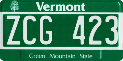 VT license plate ZCG423
