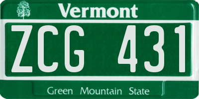 VT license plate ZCG431