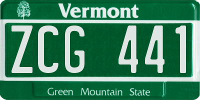 VT license plate ZCG441
