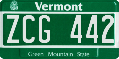 VT license plate ZCG442