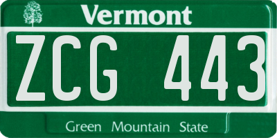 VT license plate ZCG443