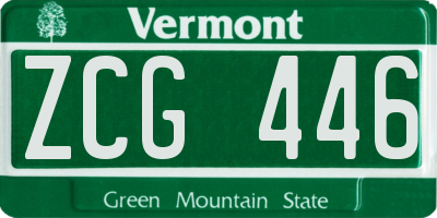 VT license plate ZCG446