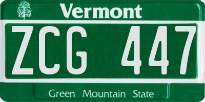 VT license plate ZCG447