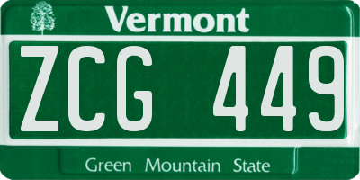 VT license plate ZCG449