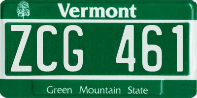 VT license plate ZCG461