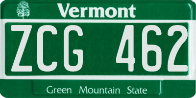 VT license plate ZCG462