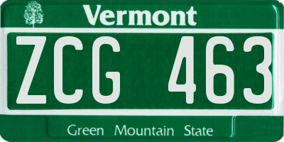 VT license plate ZCG463