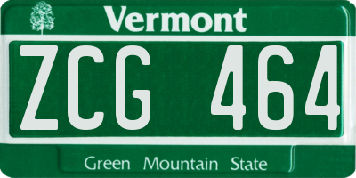 VT license plate ZCG464
