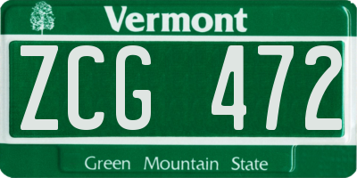 VT license plate ZCG472