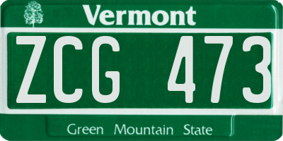 VT license plate ZCG473