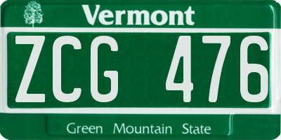 VT license plate ZCG476