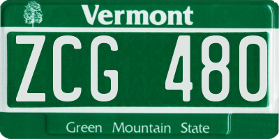 VT license plate ZCG480
