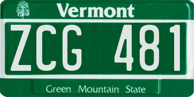 VT license plate ZCG481