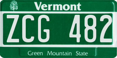 VT license plate ZCG482