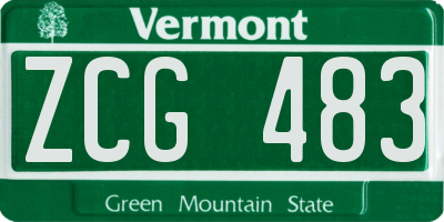 VT license plate ZCG483