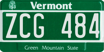 VT license plate ZCG484