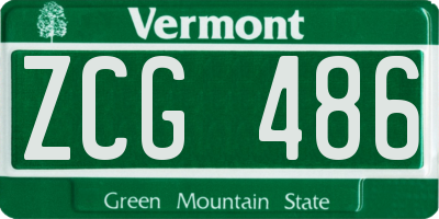 VT license plate ZCG486