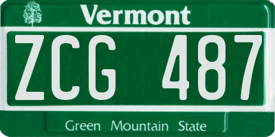 VT license plate ZCG487