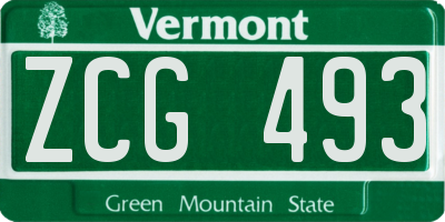 VT license plate ZCG493