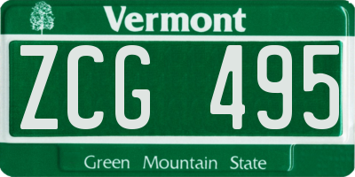 VT license plate ZCG495