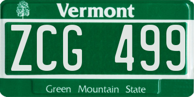 VT license plate ZCG499