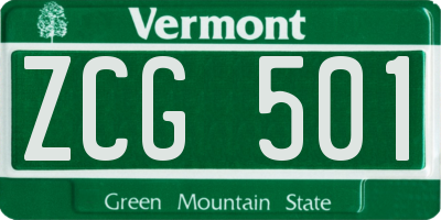 VT license plate ZCG501