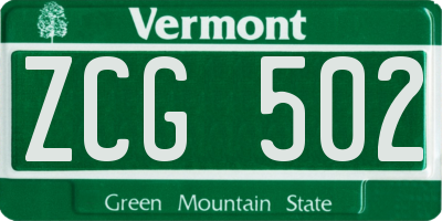 VT license plate ZCG502