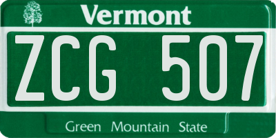 VT license plate ZCG507