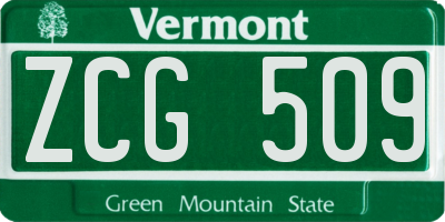 VT license plate ZCG509