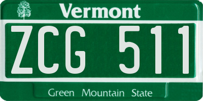 VT license plate ZCG511