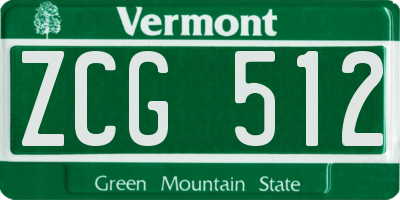 VT license plate ZCG512
