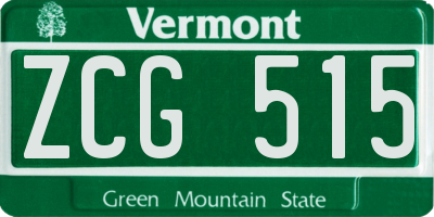 VT license plate ZCG515