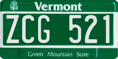 VT license plate ZCG521