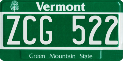 VT license plate ZCG522