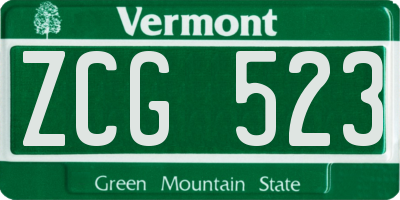 VT license plate ZCG523