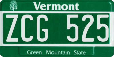 VT license plate ZCG525