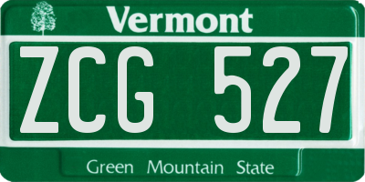 VT license plate ZCG527