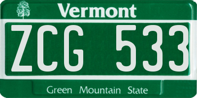 VT license plate ZCG533