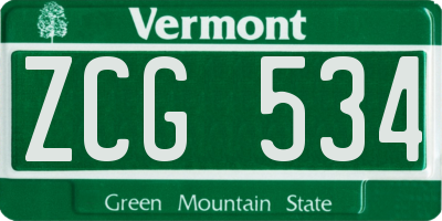 VT license plate ZCG534