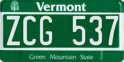VT license plate ZCG537