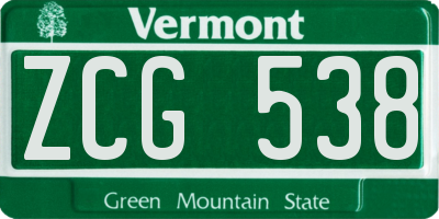 VT license plate ZCG538