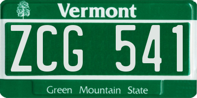 VT license plate ZCG541